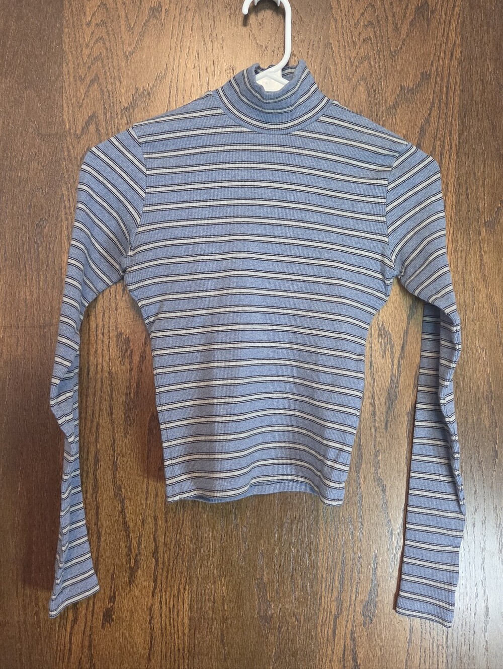 Brandy‎ Melville Striped Blue Mock Neck Long Sleeve Top
